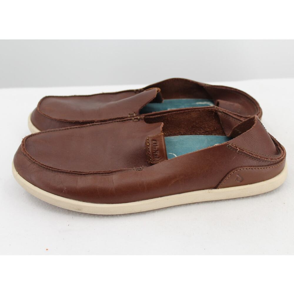 Olukai Nalukai Slip On Brown Leather Drop In Heel Shoes Men's 9.5